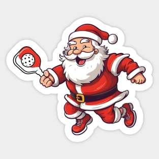 Smilling Santa playing pickleball Sticker